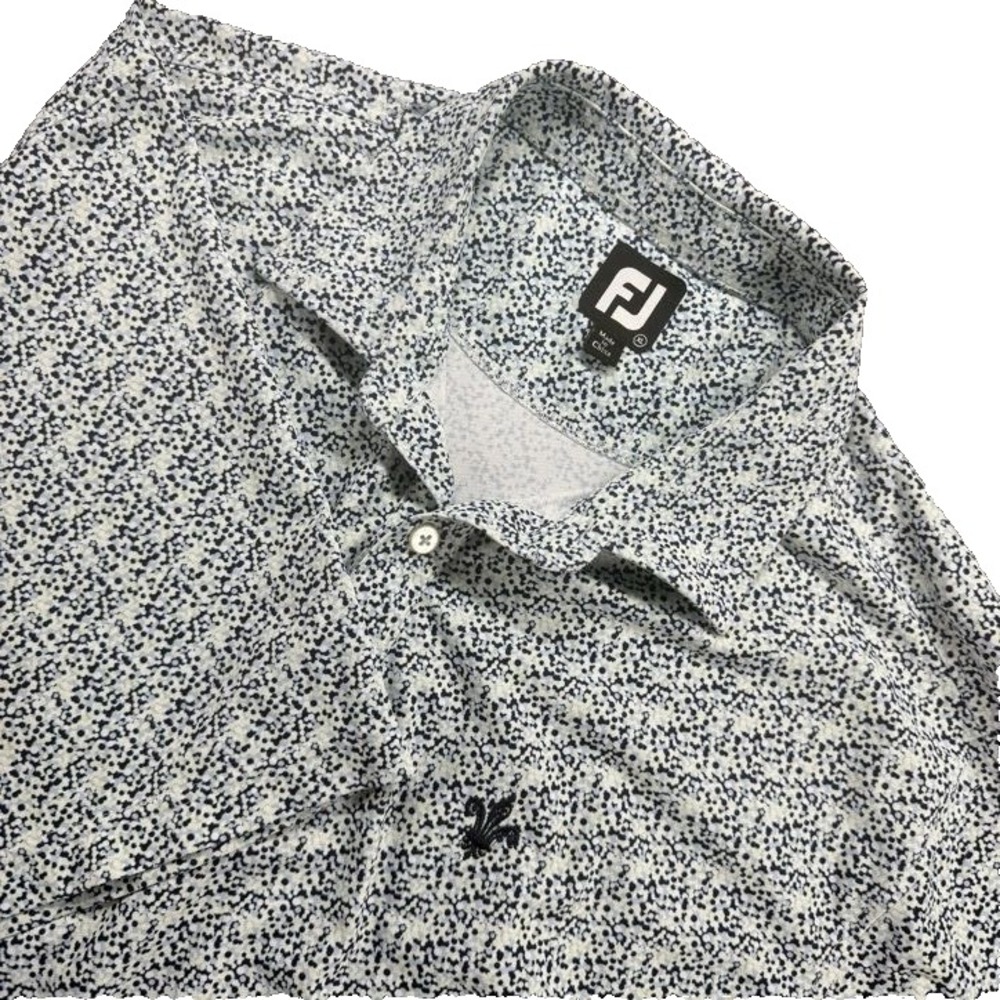 FOOTJOY‎ Mens XL Golf Polo Shirt White Blue Abstract Print Performance